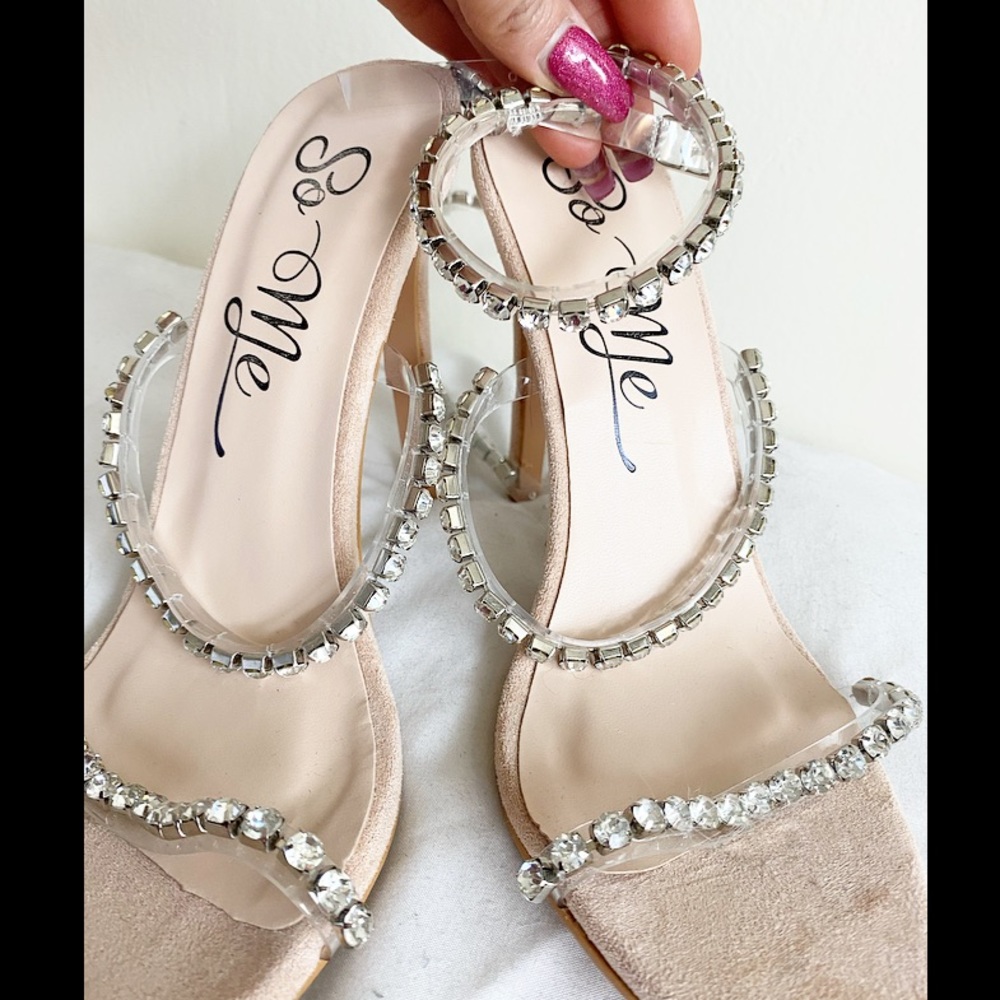 Strappy nude sexy heels